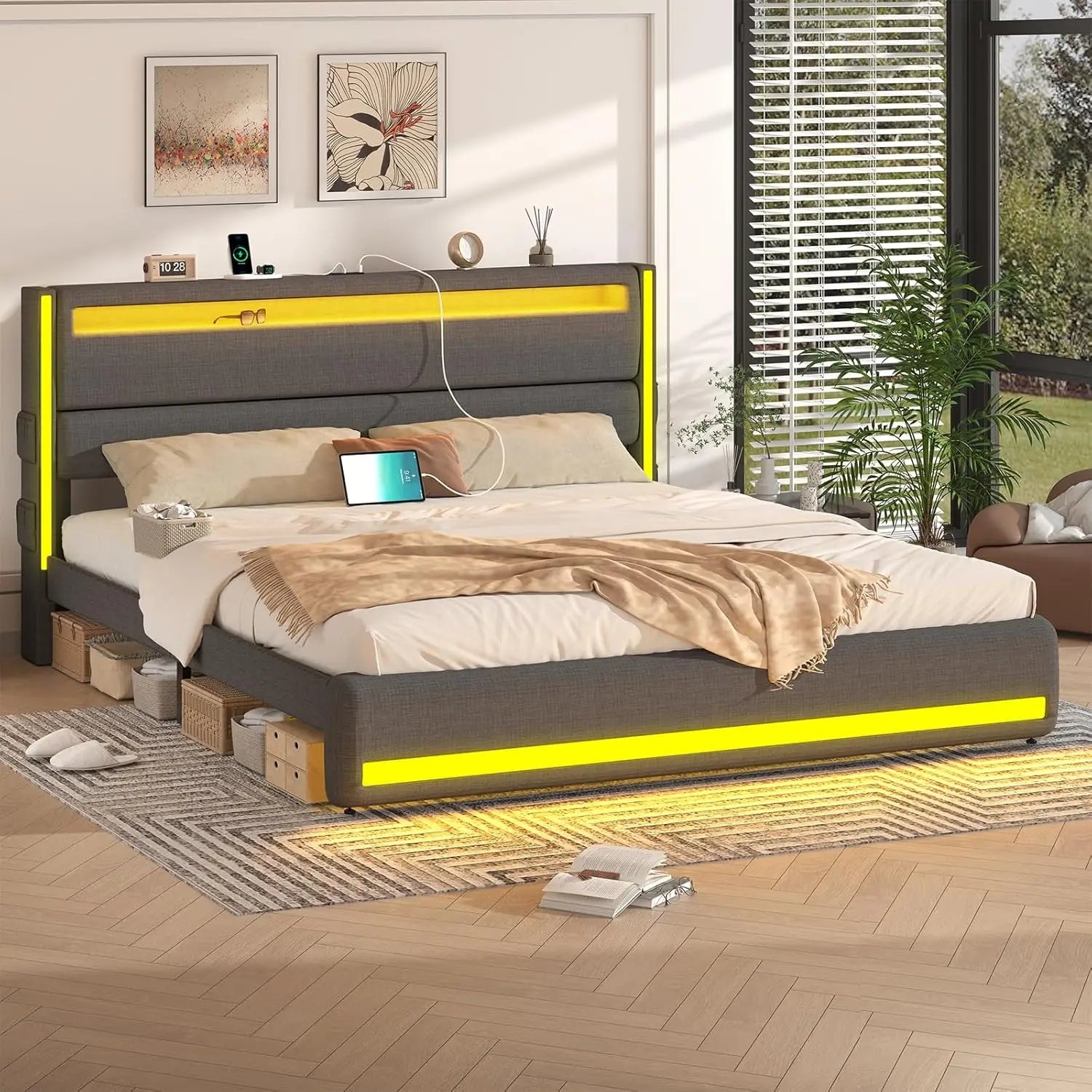 King Size LED Platform Bed