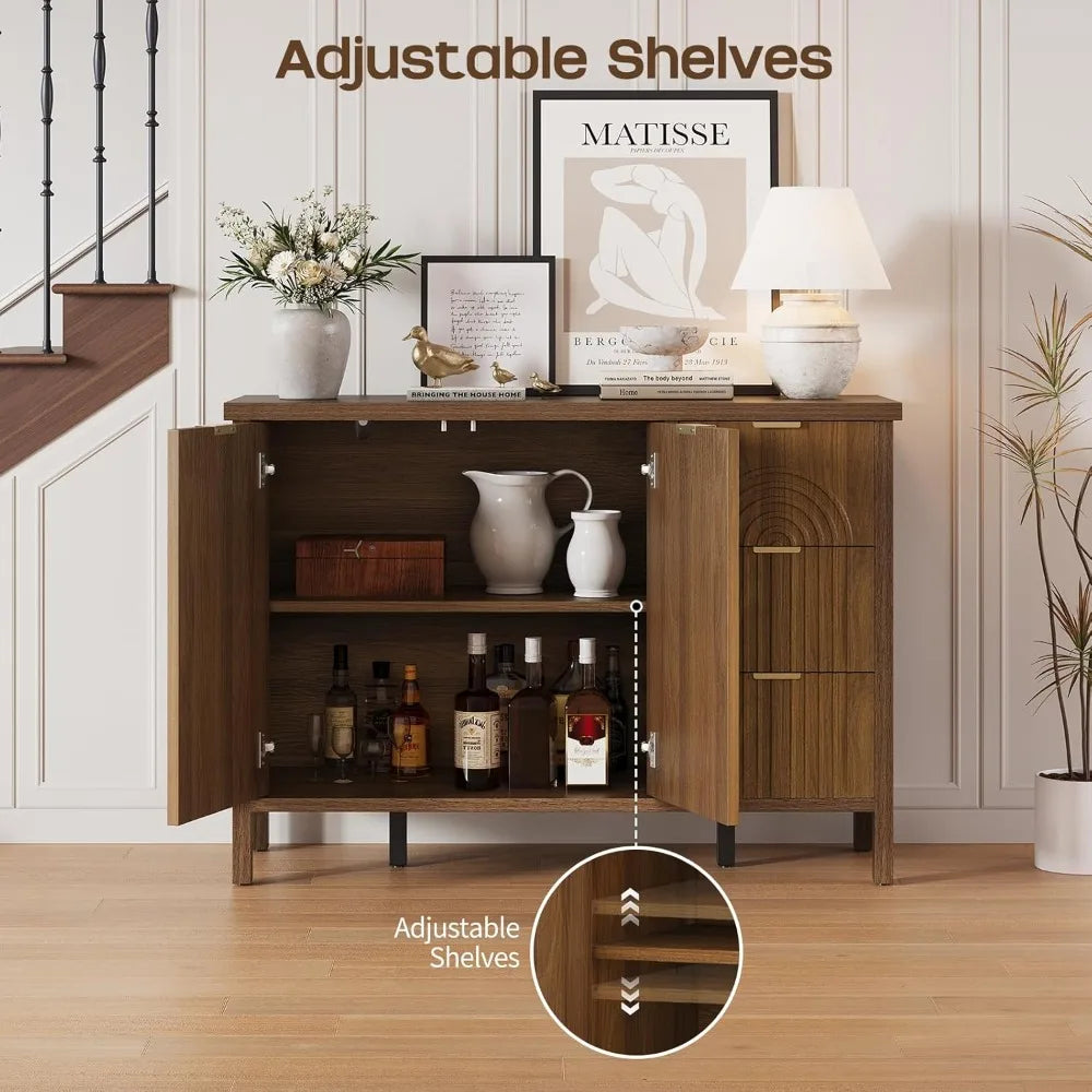 Modern Fluted Buffet Cabinet with Storage