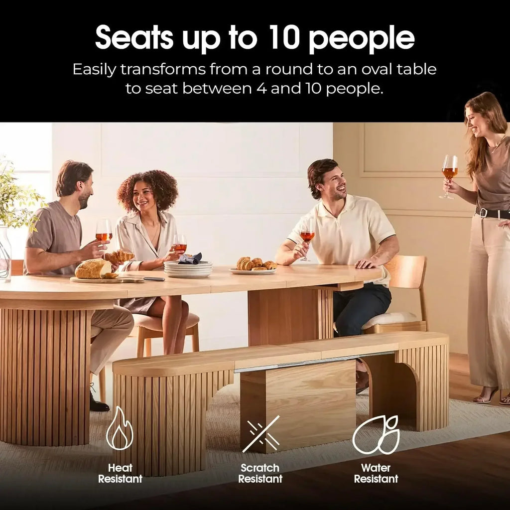 Expandable Round Dining Table Set