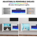 Electric Fireplace TV Stand, Glossy White
