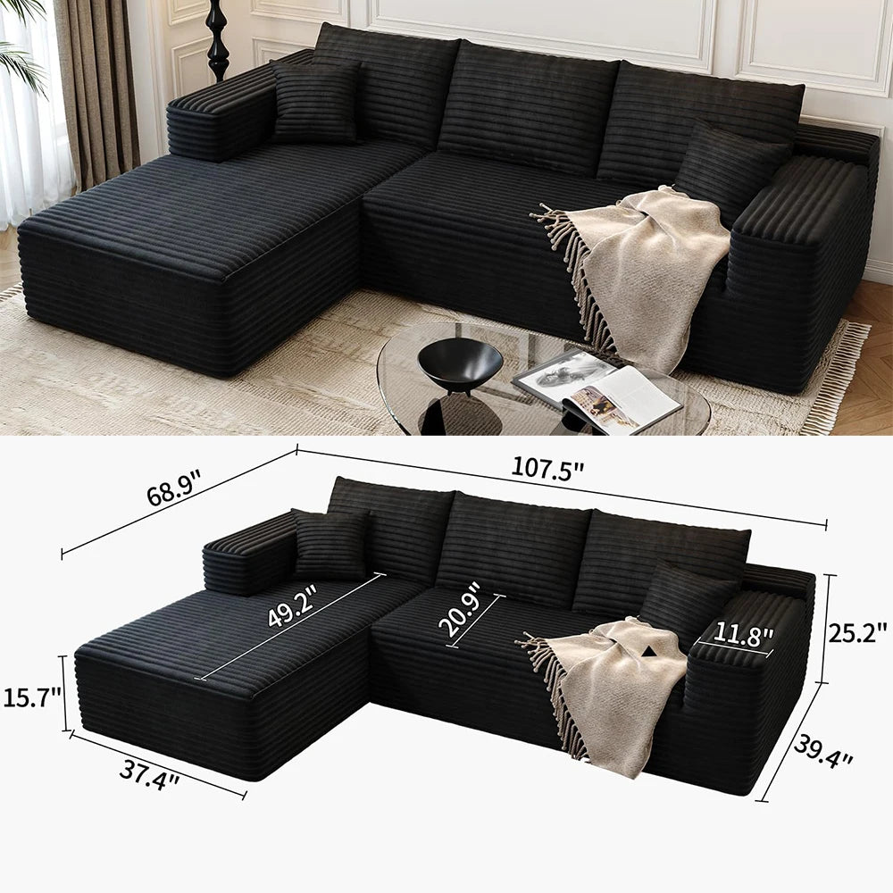 Corduroy Sectional Sofa, Modular Recliner
