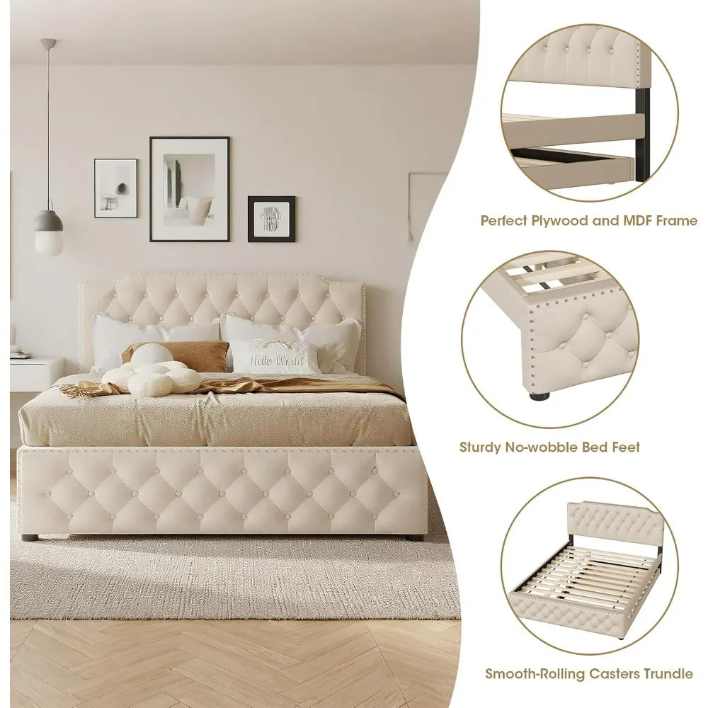 Queen Size Upholstered Platform Bed