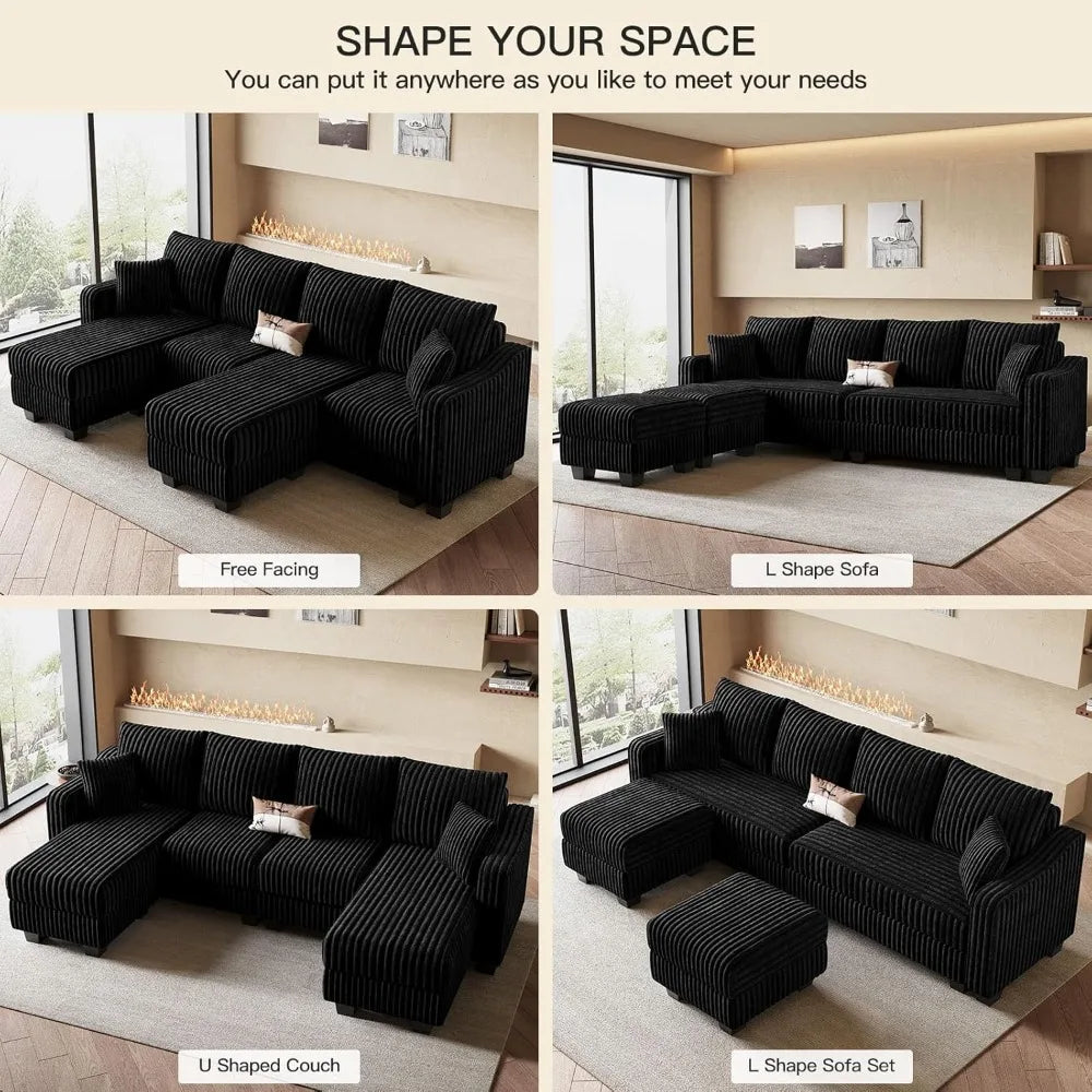 U-Shaped Sectional Sofa with Reversible Chaises