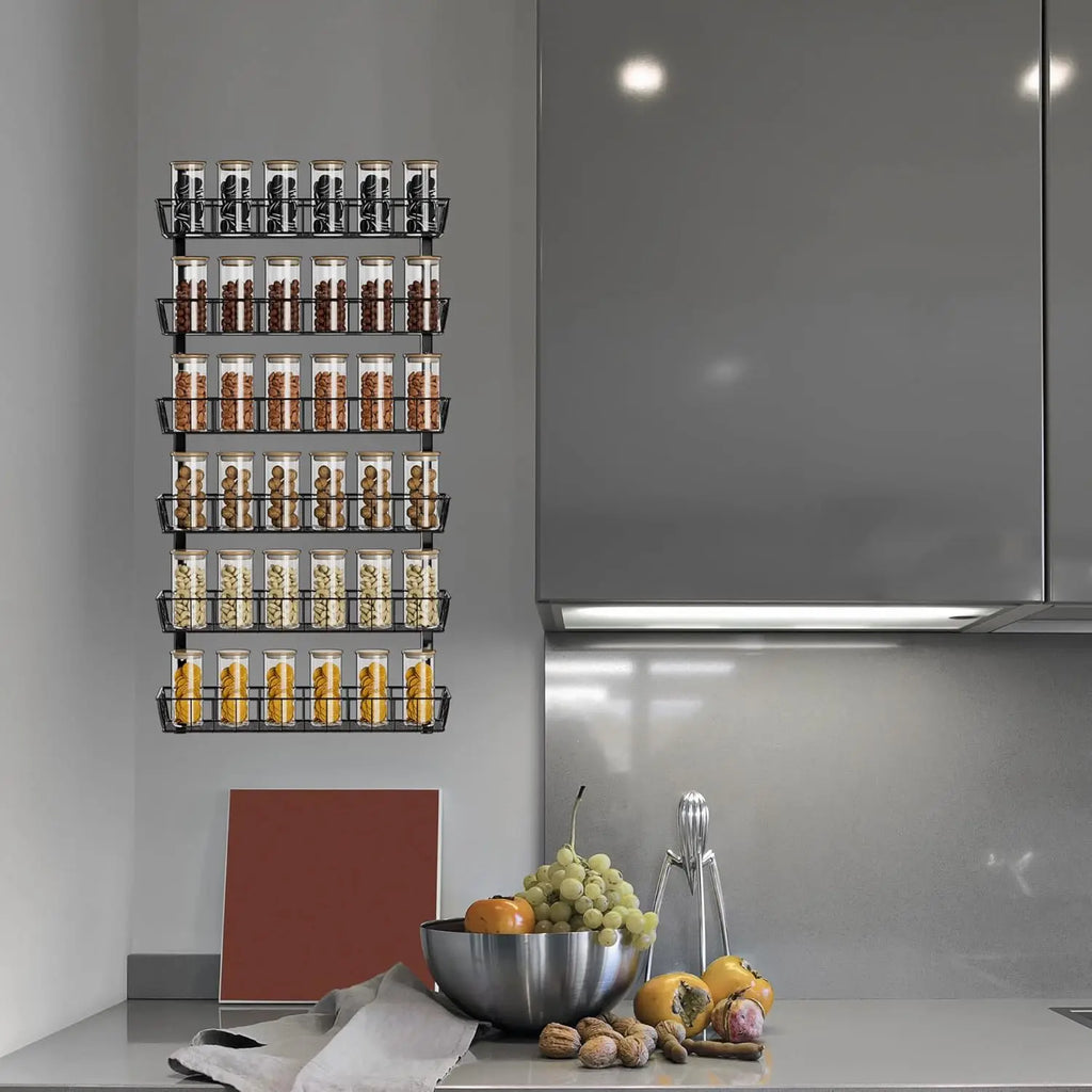Adjustable Wall Mount Spice Rack, Black