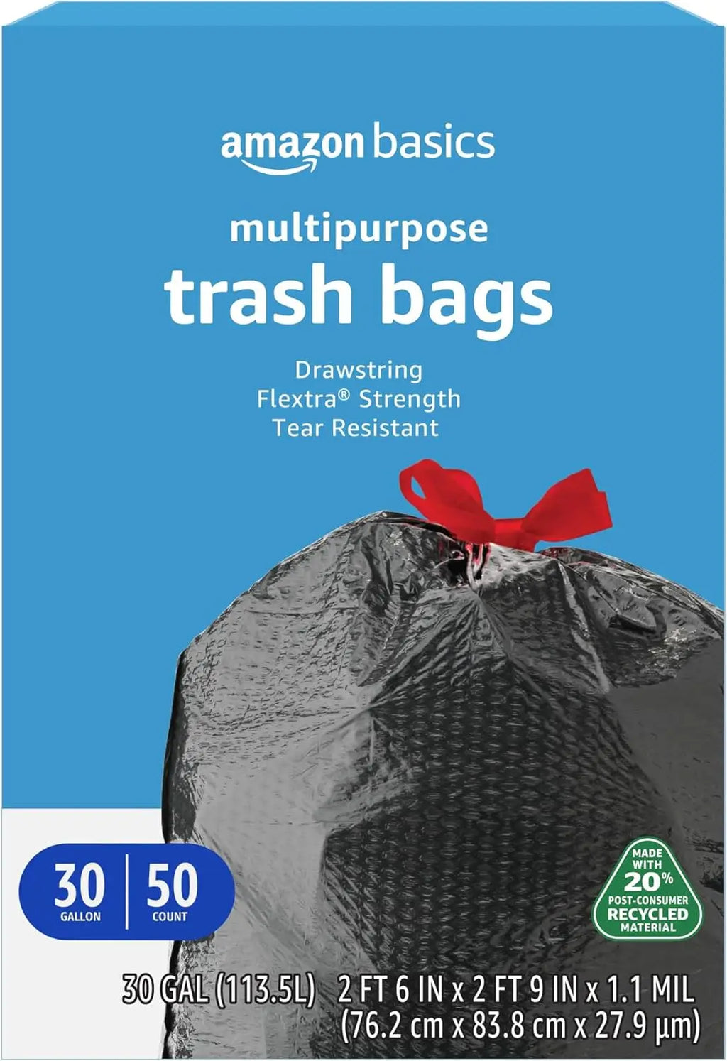 30 Gallon Heavy-Duty Drawstring Trash Bags