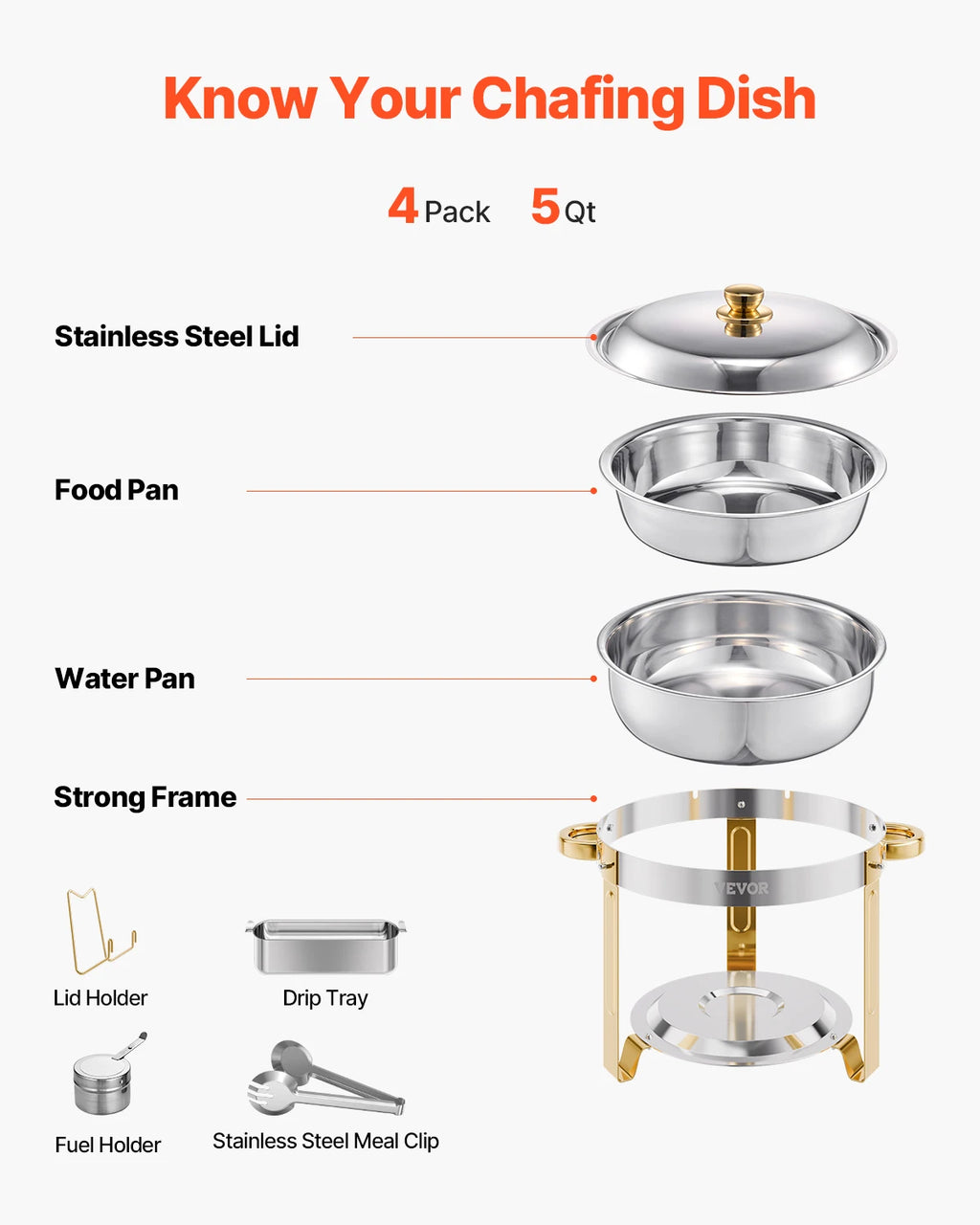 4 Piece Stainless Steel Chafing Dish