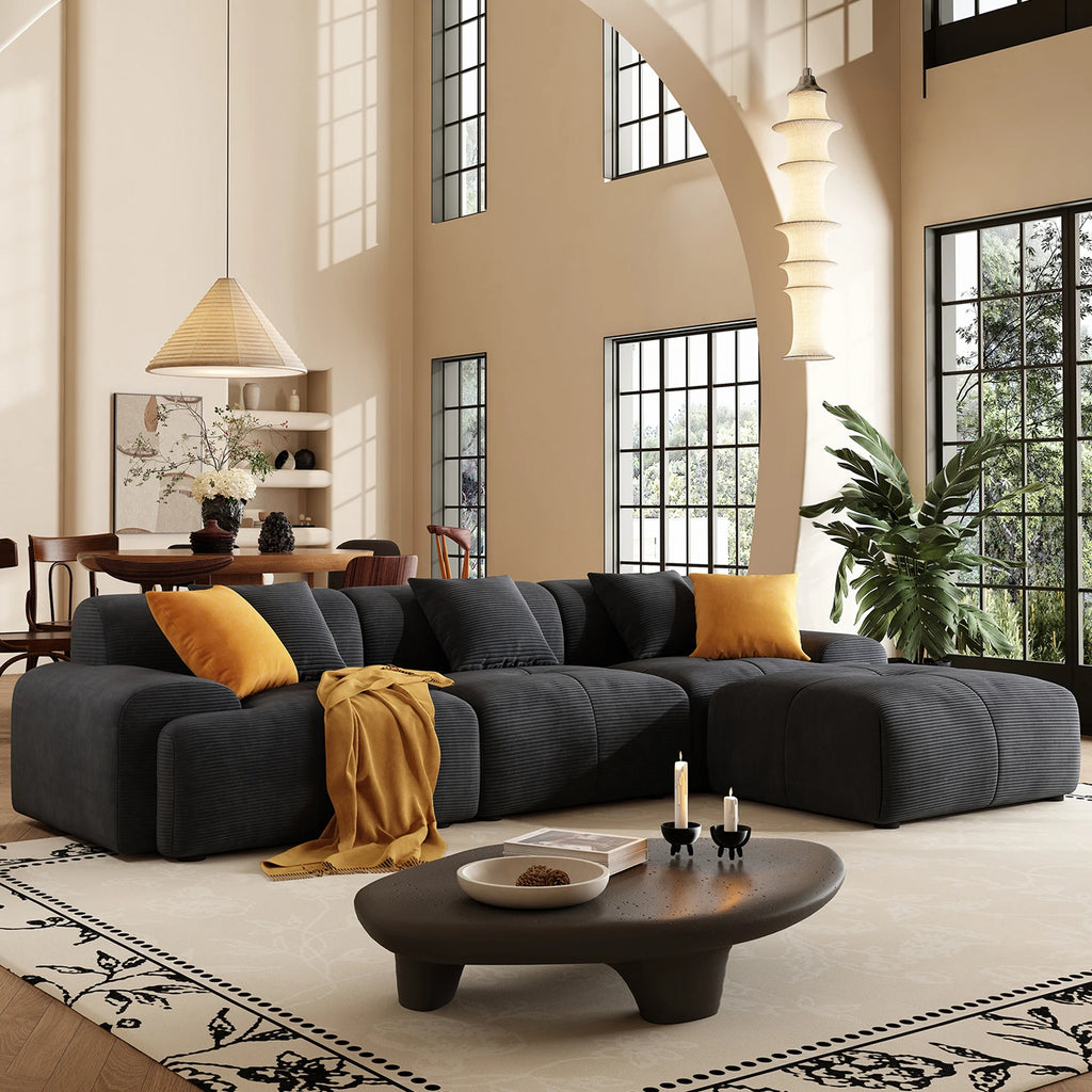 113"  L-Shaped Modular Sectional Sofa And Ottoman