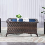 Patio Coffee Rattan Rectangular Glass Table