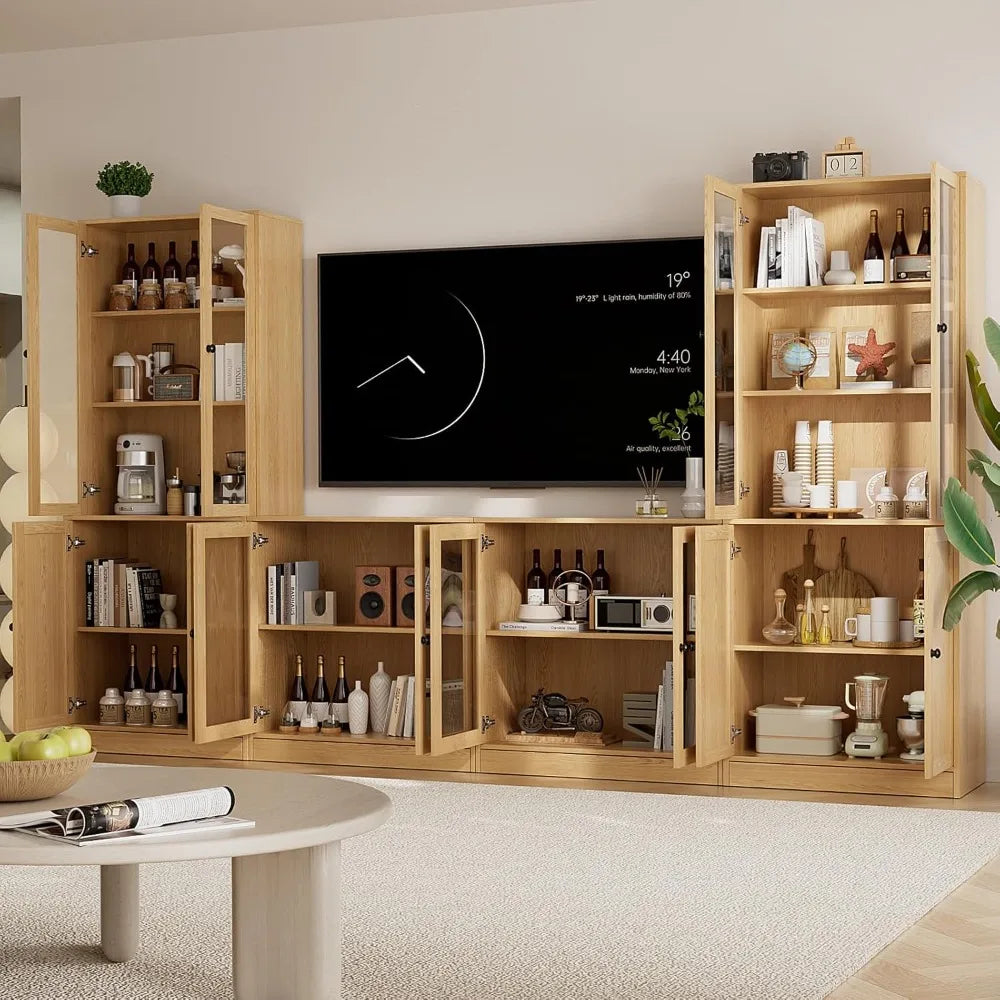 4-Piece Large TV Stand with Bookshelves