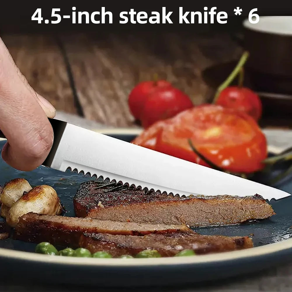 15-piece Stainless Steel Kitchen Knife Set with Holder