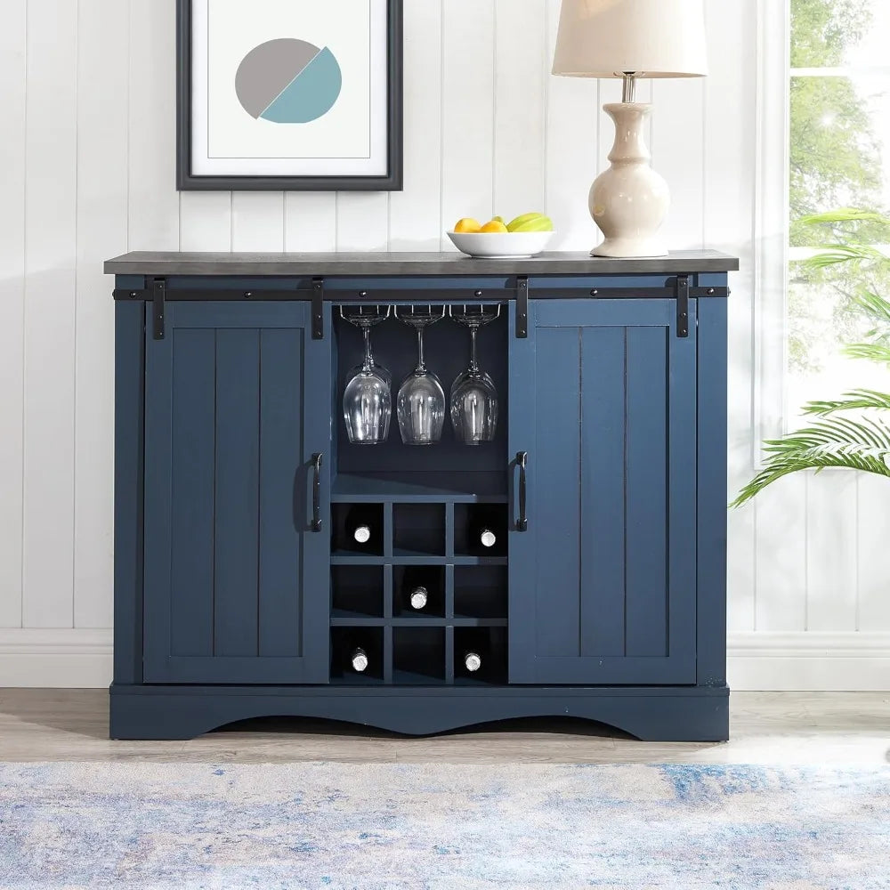 47 Inch Wine Cabinet with Sliding Barn Doors