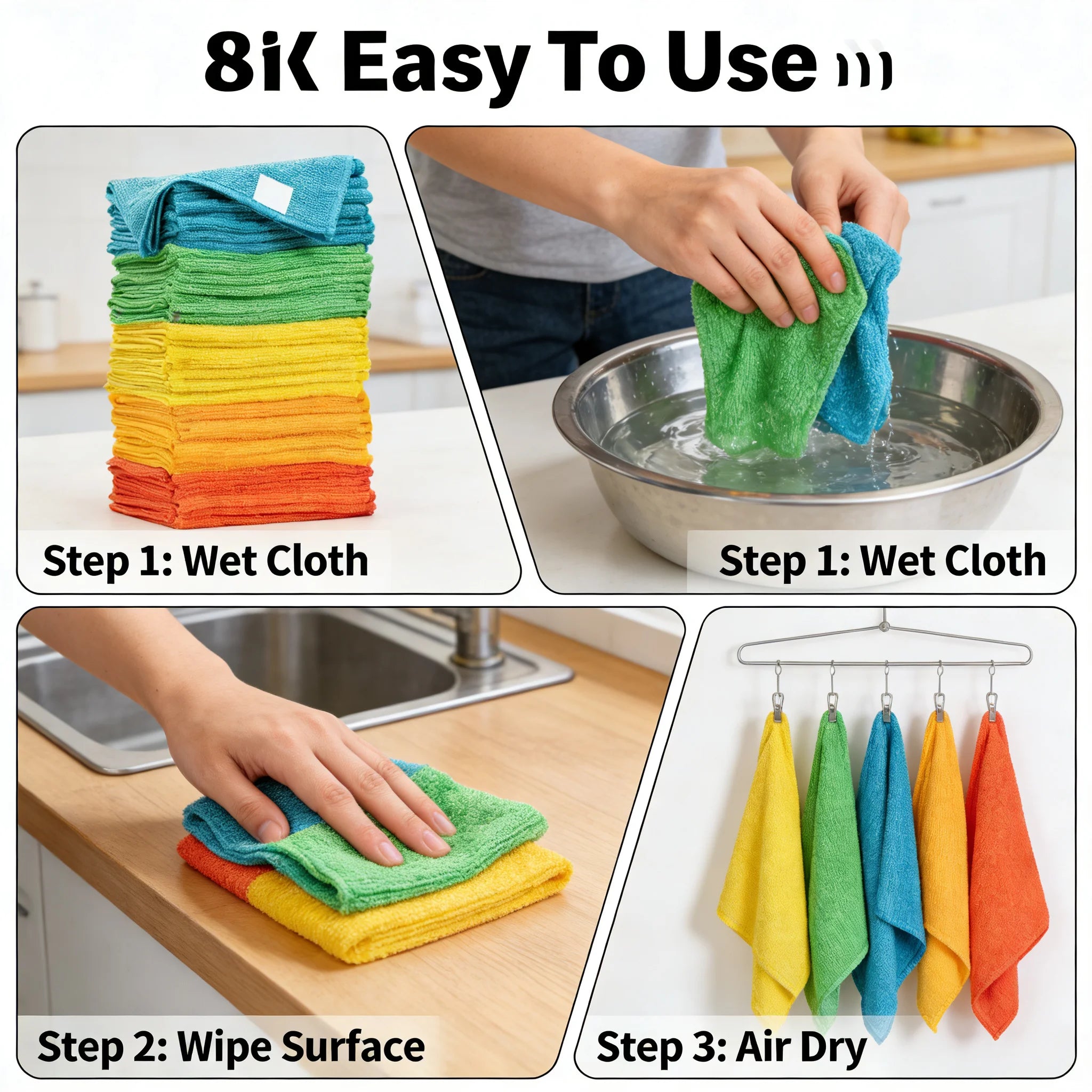 10 Pack Microfiber Cleaning Cloths Lint-Free