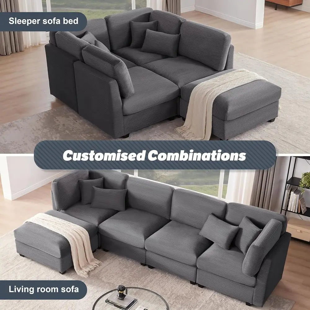 Oversized Corduroy Sofa with Memory Foam