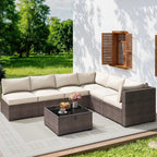 7 Pc Rattan Sectional Patio Set