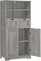 Tall Grey Storage Cabinet with 2 Drawers