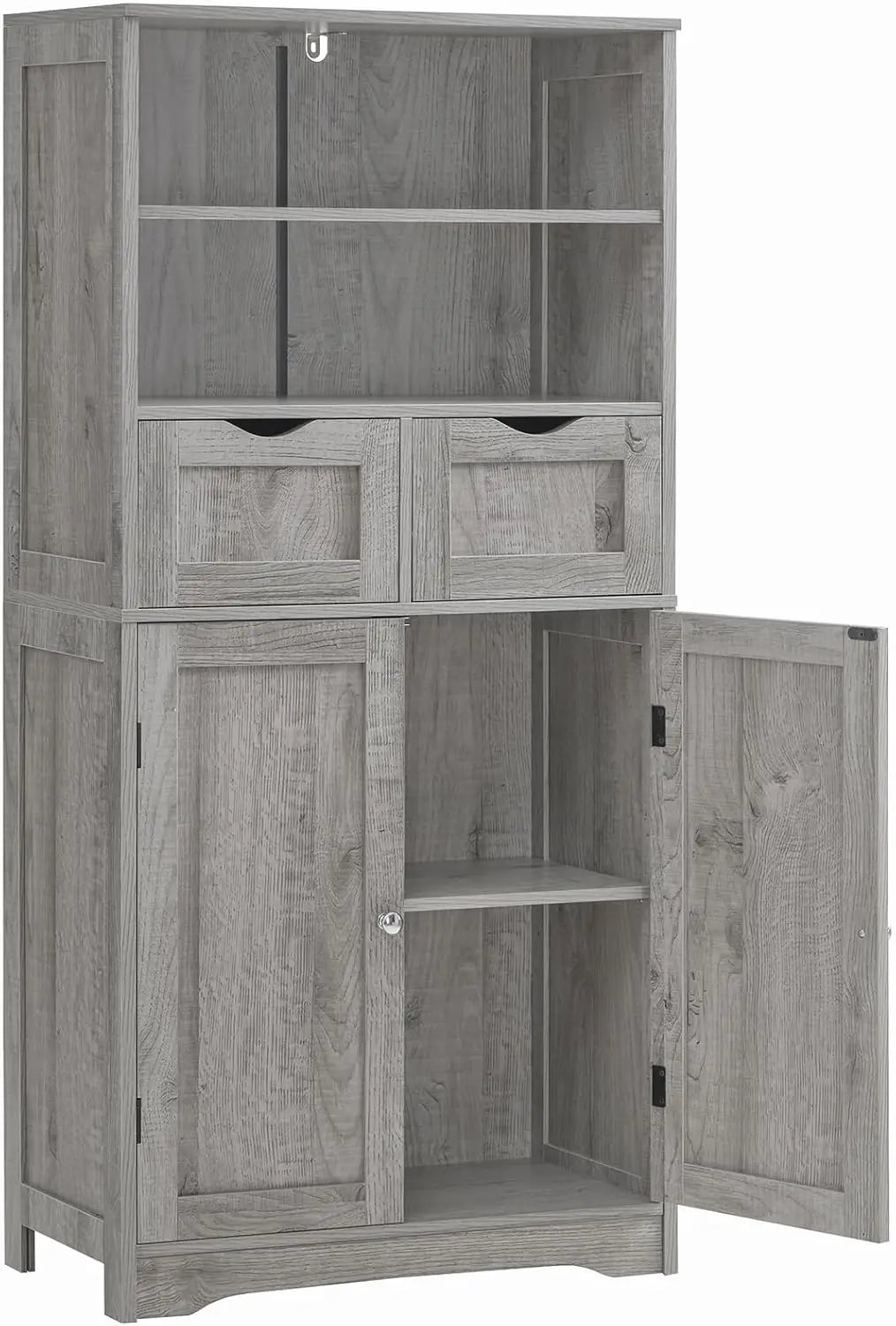 Tall Grey Storage Cabinet with 2 Drawers