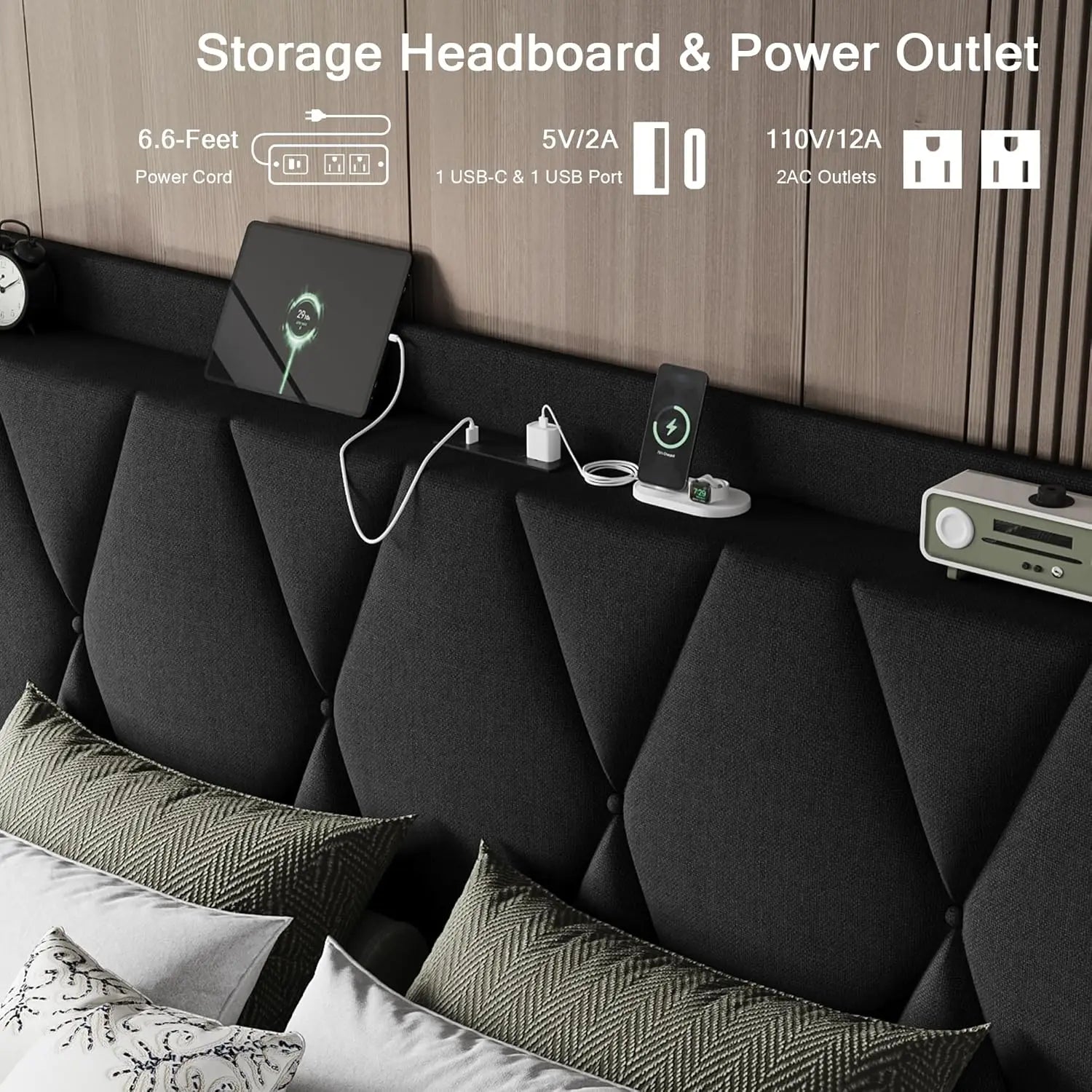 Full Size Bed Frame with Storage Drawers