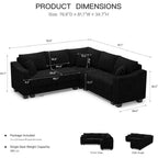 Reversible Chaise Sectional Sofa in Corduroy