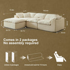 109"  L-Shaped 3-Seater  Sectional with Ottoman