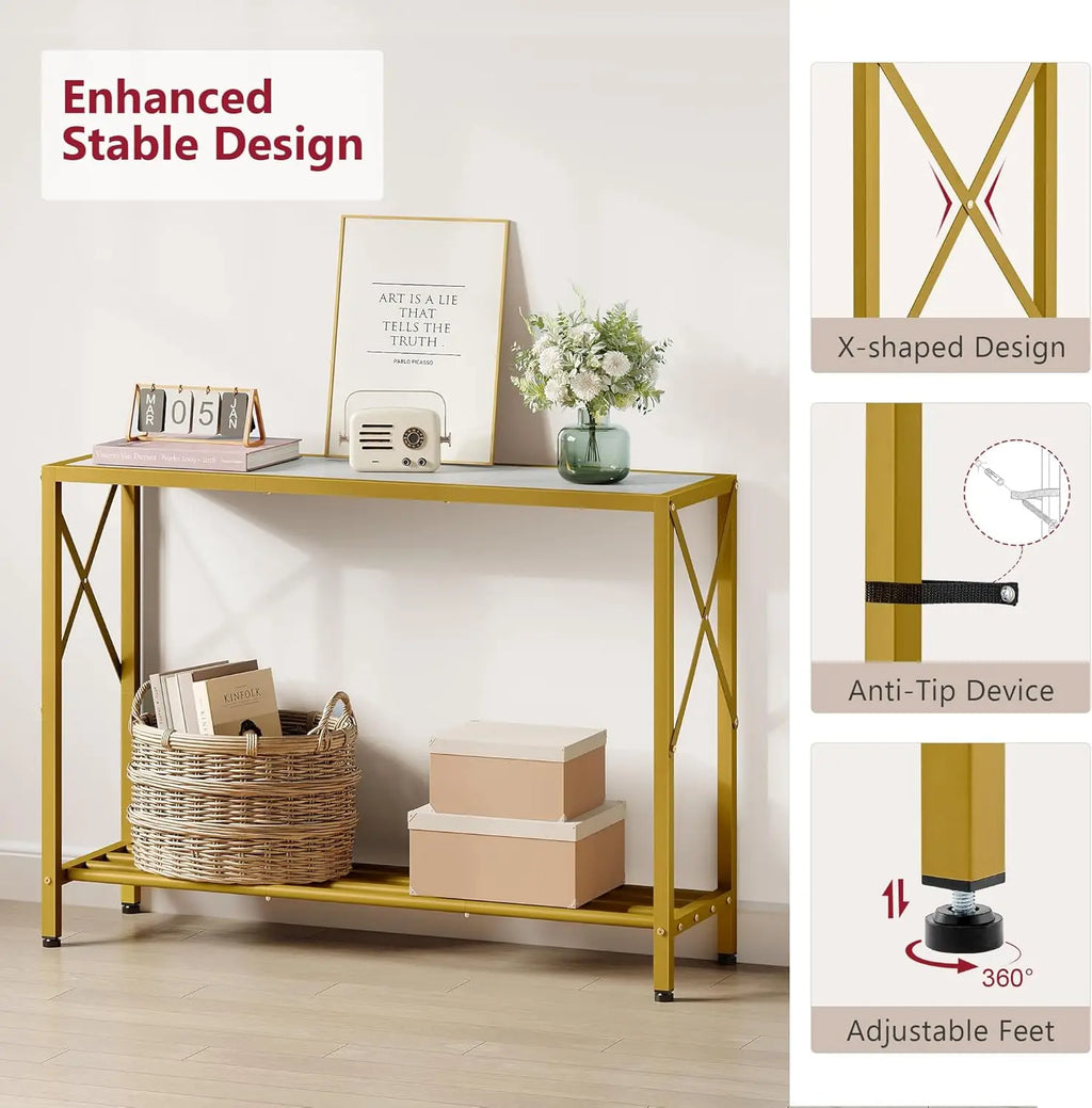 41.8" 2-Tier Console Table with Shelves