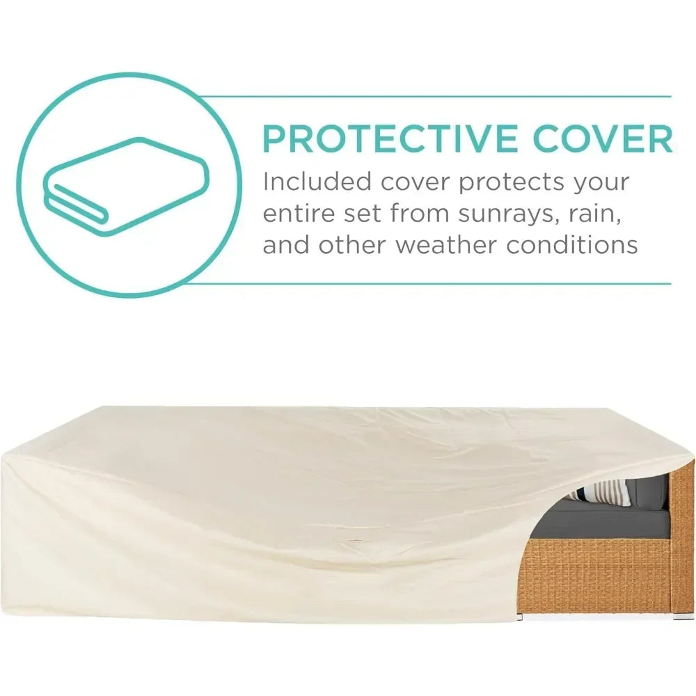 7 Pc modular outdoor wicker patio - Gray