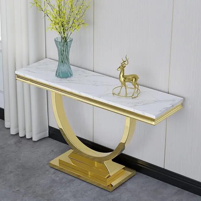 47" Rectangular  White Faux Marble Coffee Table