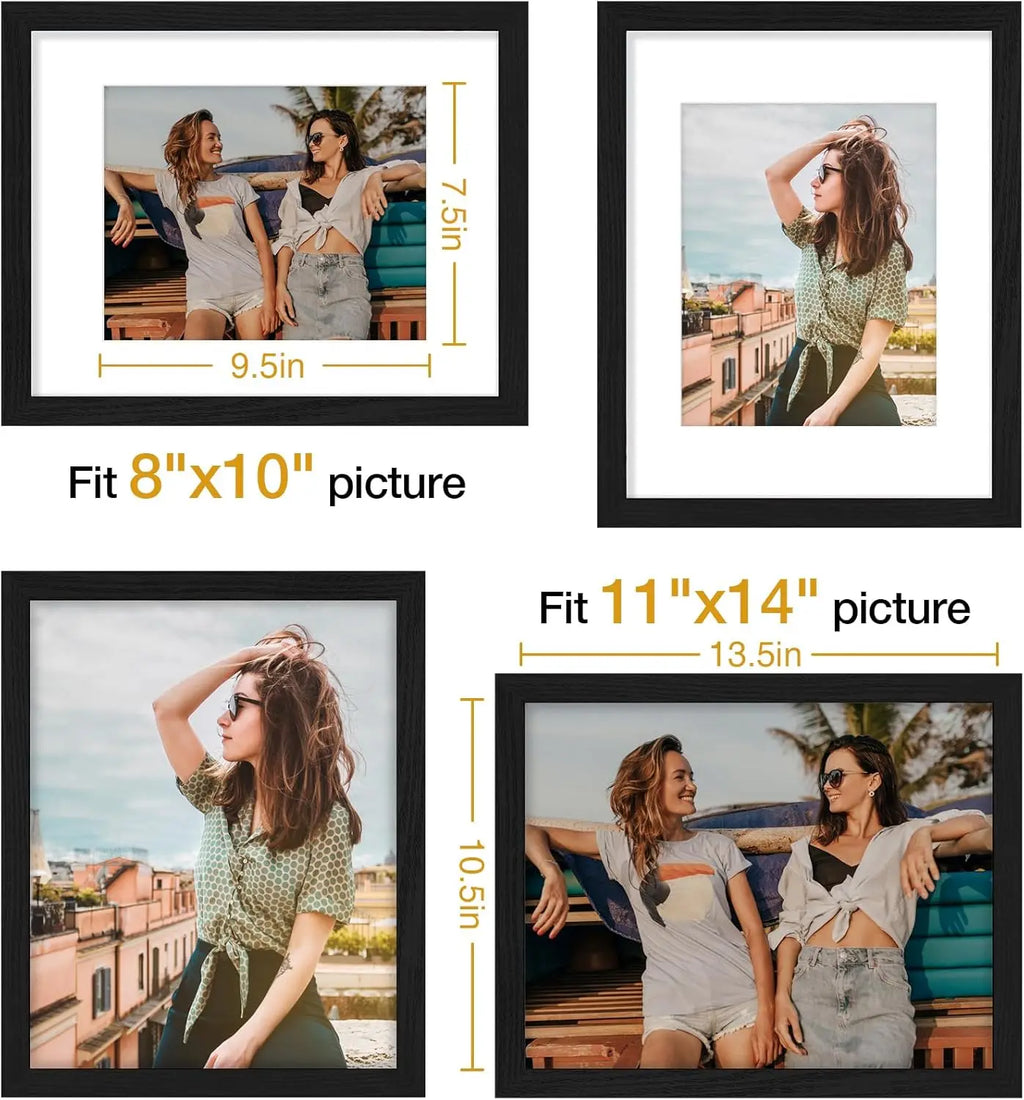 Black Picture Frame with Mat For 8x10 Photos