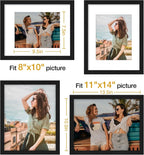 Black Picture Frame with Mat For 8x10 Photos