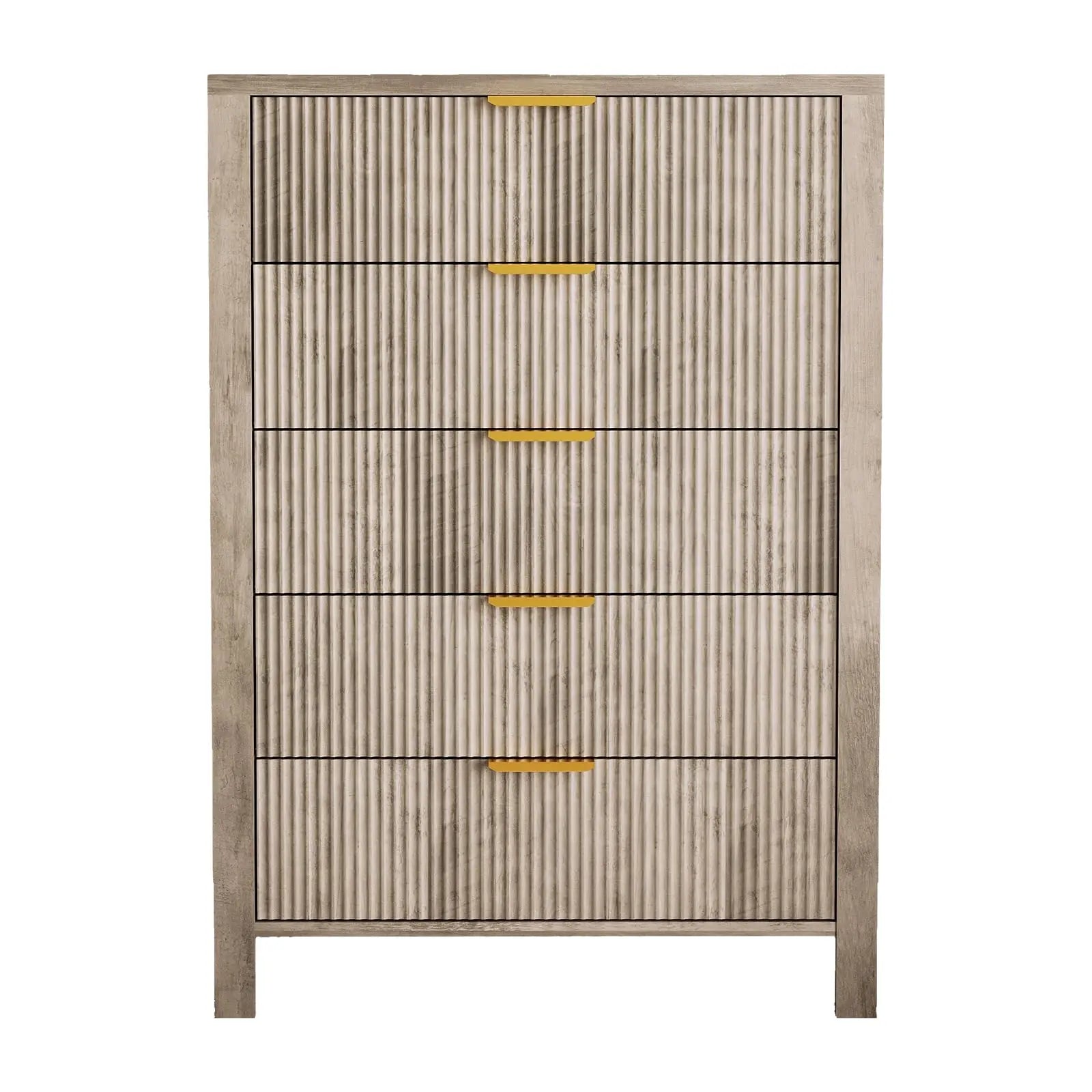 5-Drawer Modern Tall Oak Dresser