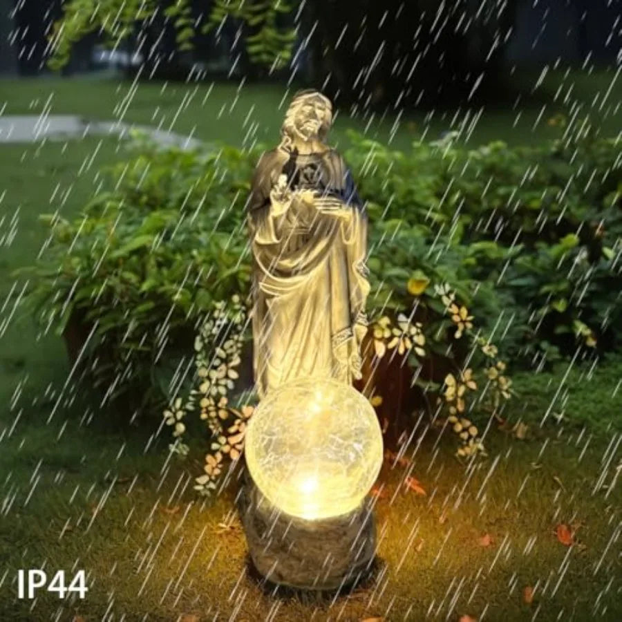Outdoor Jesus Statue With Solar Lights