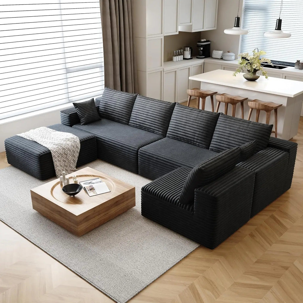 Corduroy Sectional Sofa, Modular Recliner