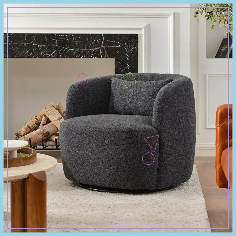 34" Wide Swivel Barrel Chair
