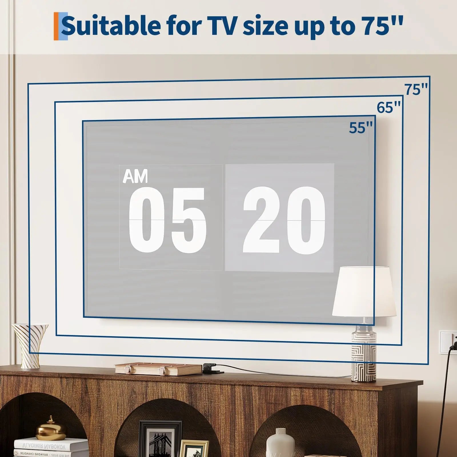 63"TV Stand With Power Outlets & USB