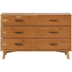 6-Drawer Caramel Solid Wood Dresser