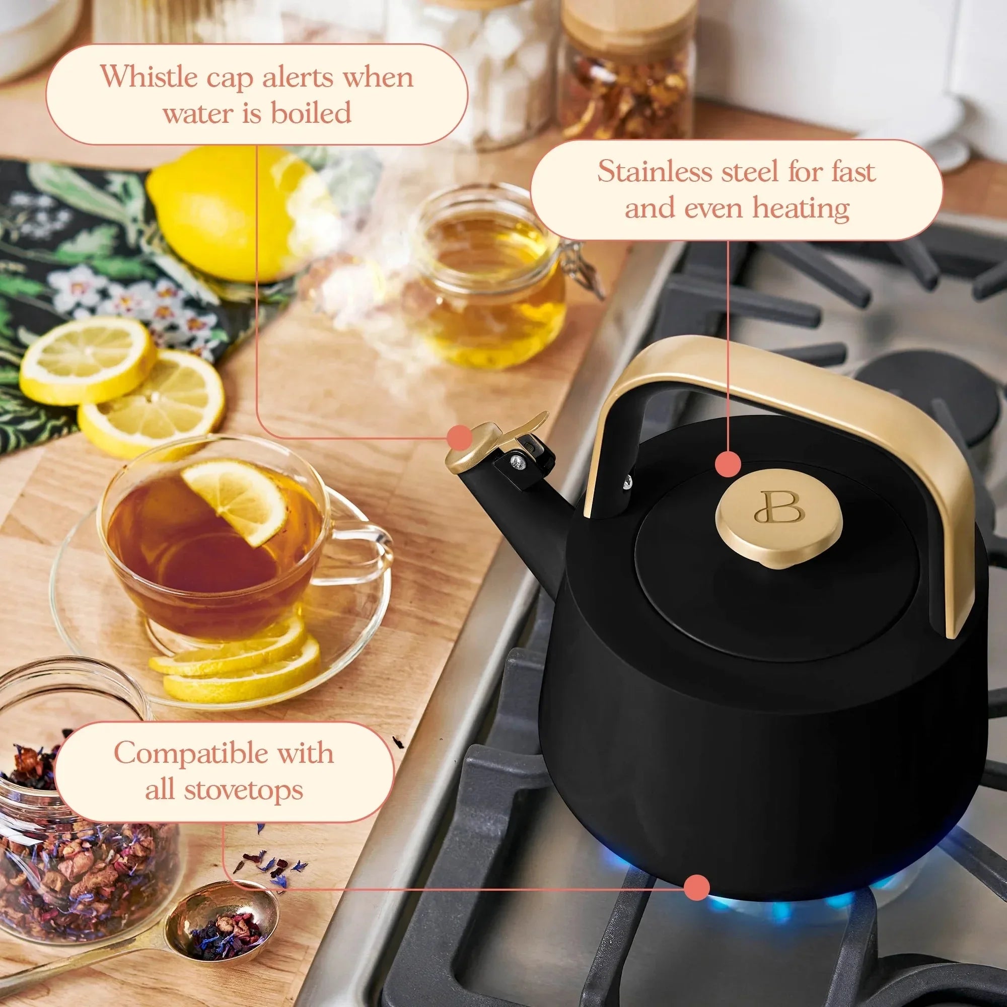 1.8L Black Ceramic Tea Kettle
