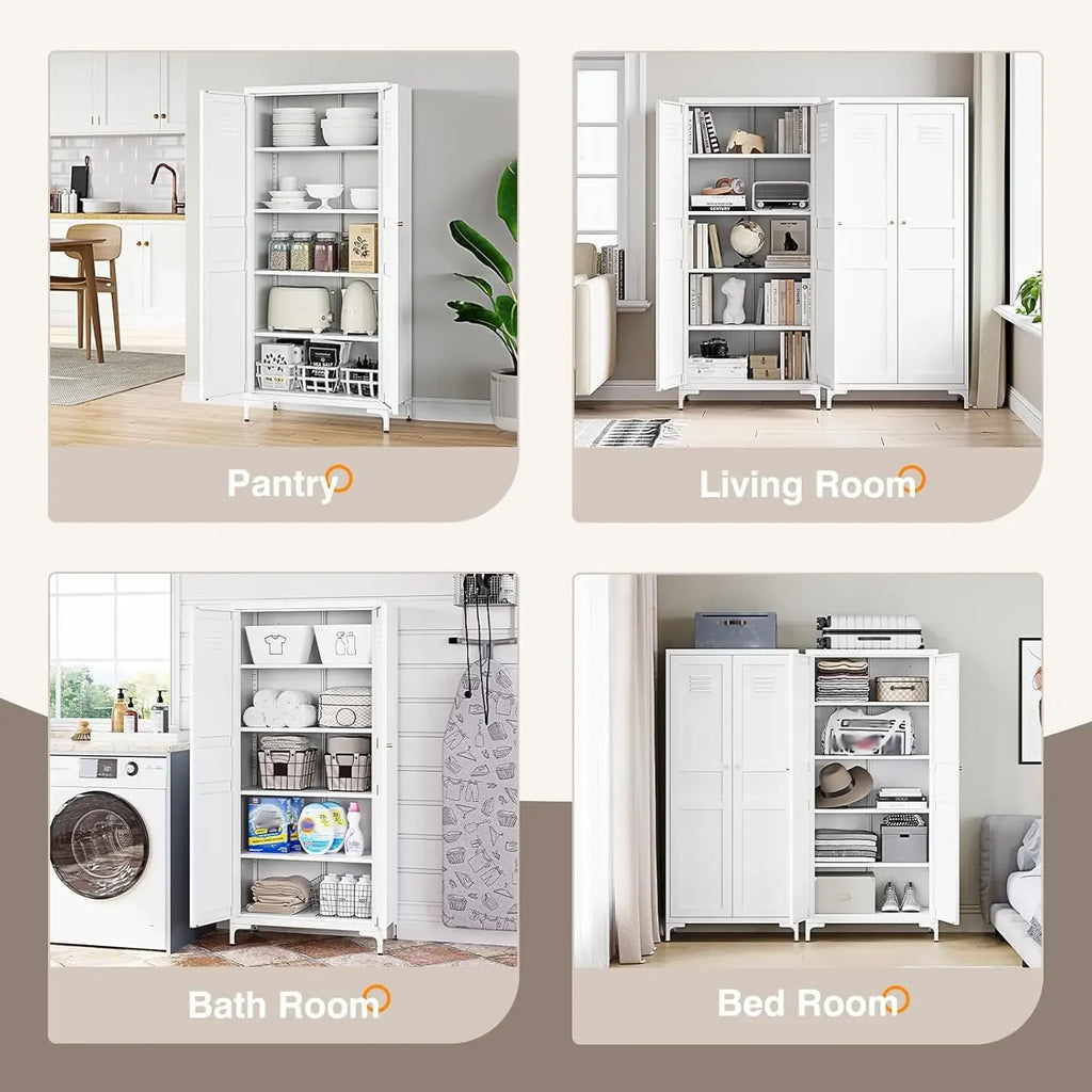 61"Metal Storage Cabinet with4 Adjustable Shelves
