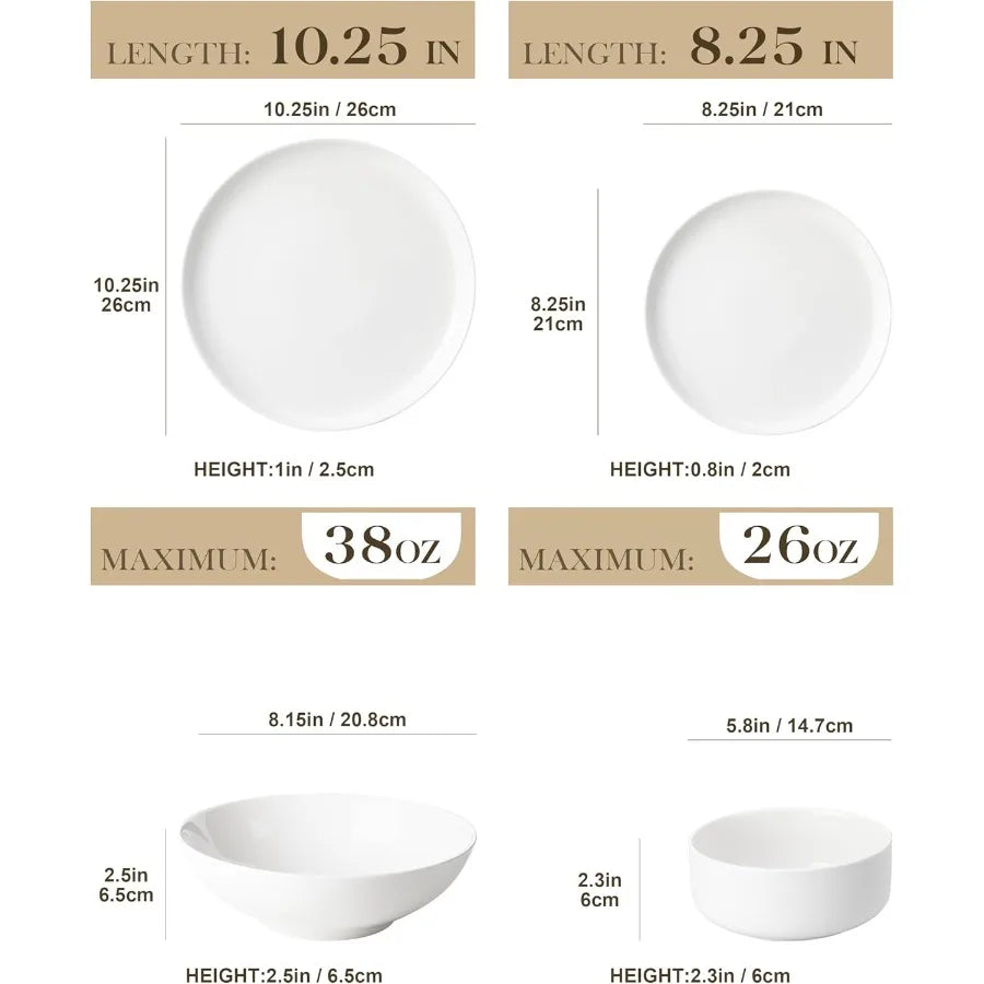 MALACASA  24 Pieces  Porcelain Dinnerware Set