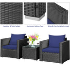 3 PC Patio Rattan Wicker Furniture Set