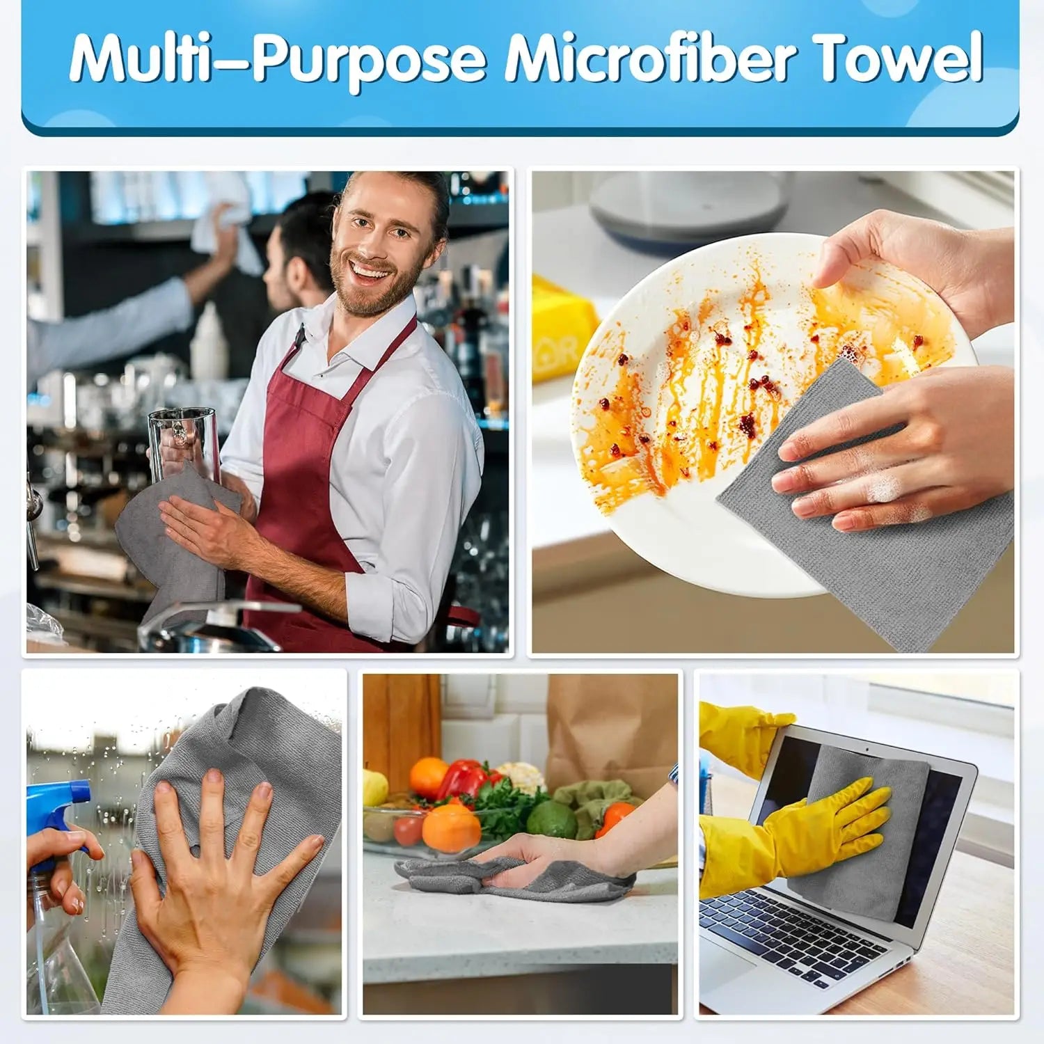 50-Pack  Microfiber Cloths, Ultra Absorbent