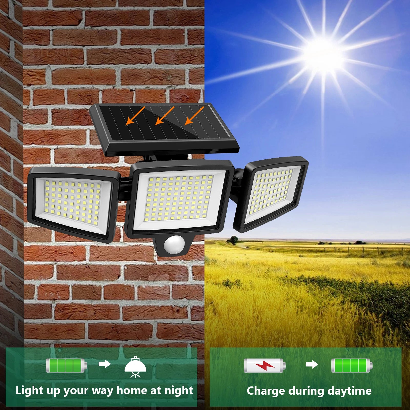 3 Pack Outdoor Solar security Lights
