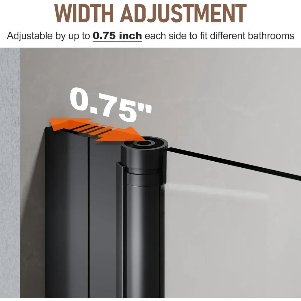 Semi-Frameless Bi-Fold Shower Door 35.5-37" W x 72" H, Reversible, Matte Black