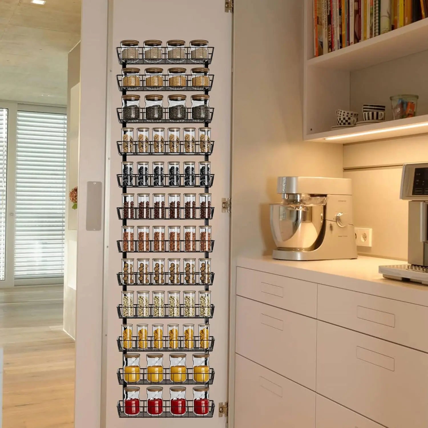 Adjustable Wall Mount Spice Rack, Black