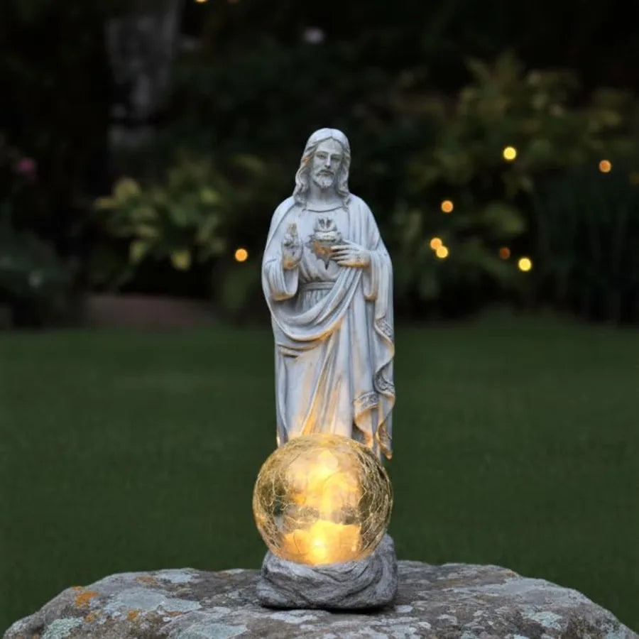 Outdoor Jesus Statue With Solar Lights