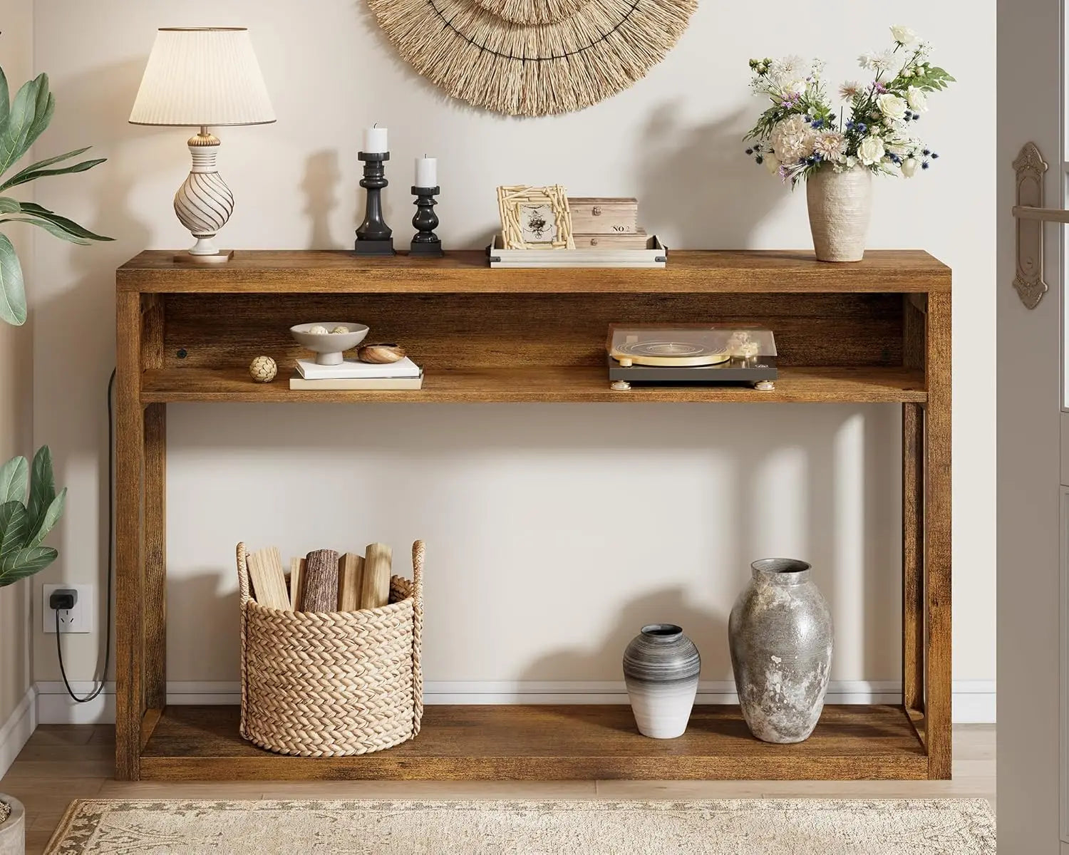 47.2" LED Wood Console Table