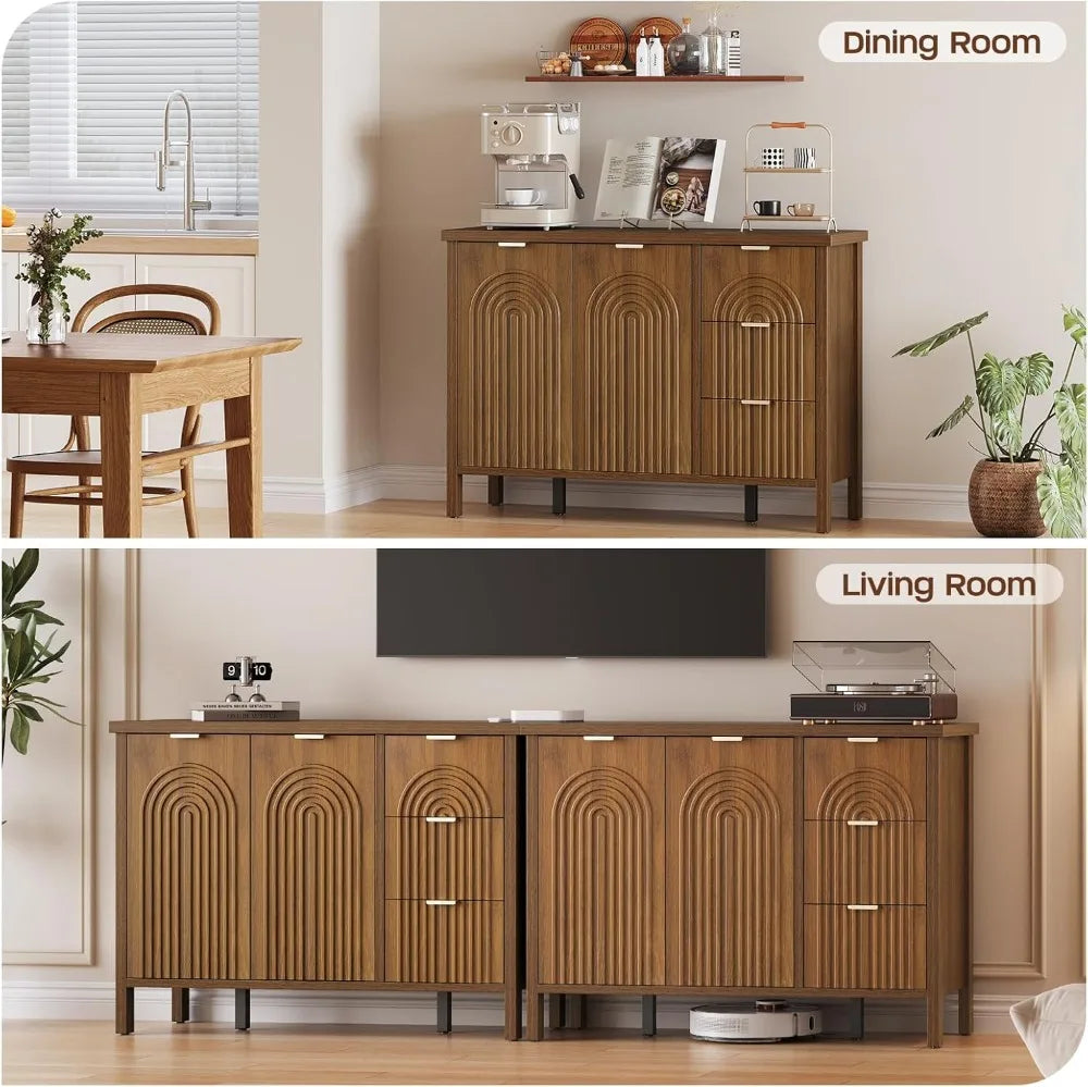 Modern Fluted Buffet Cabinet with Storage