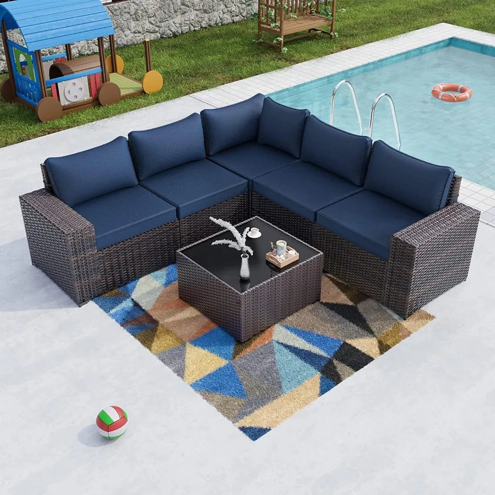 6 PC  Wicker Rattan Patio Furniture Set