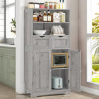 Tall Grey Storage Cabinet with 2 Drawers