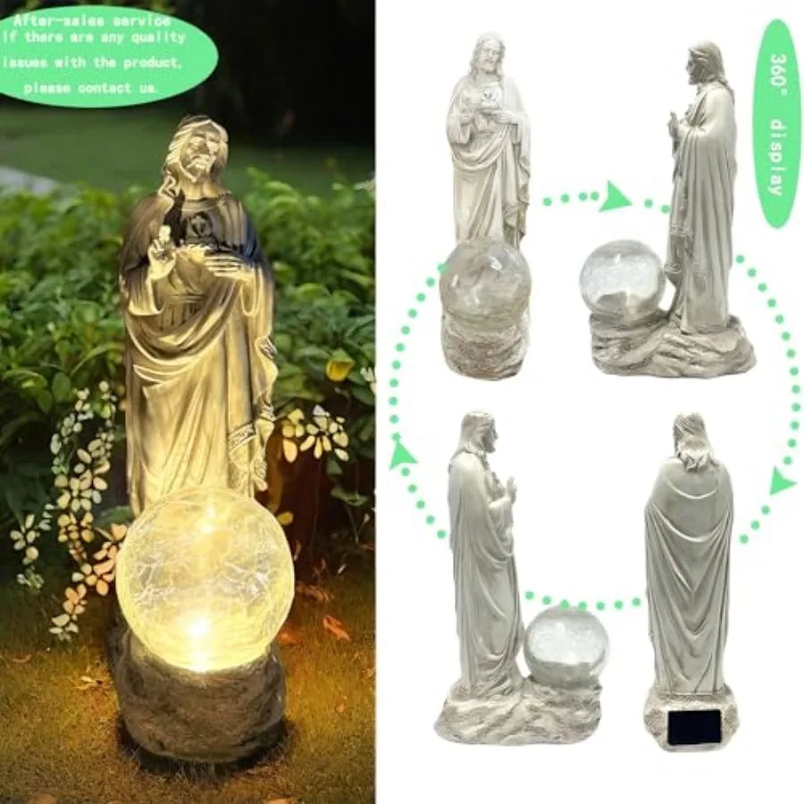 Outdoor Jesus Statue With Solar Lights