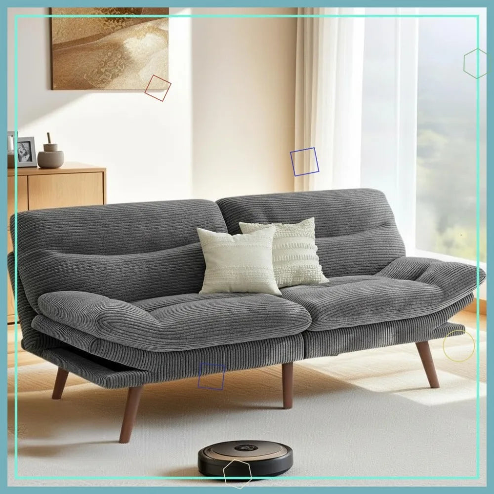 66 Inch Convertible Corduroy Futon Sofa Bed