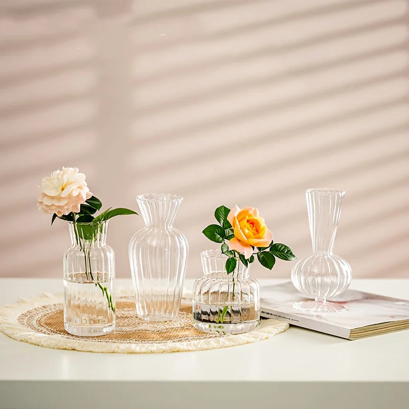 8/16 Piece Modern Transparent Glass Vase Set